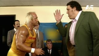 Hogan and Andre nearly come to blows during signing AampE WWE Rivals Hulk Hogan vs Andre the Giant [upl. by Eciuqram]