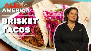 Prep School with Alex Guarnaschelli Brisket Tacos  Alex vs America  Food Network [upl. by Enohsal55]