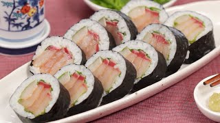 Yellowtail Sushi Roll Recipe White Tekkamaki Specialty Sushi in Nagasaki Kyushu  Shiro Tekka [upl. by Reiners]