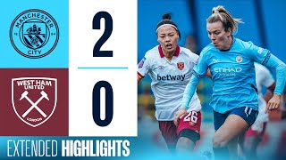 EXTENDED HIGHLIGHTS  MAN CITY 20 WEST HAM  City’s unbeaten start continues against West Ham  WSL [upl. by Hedgcock]