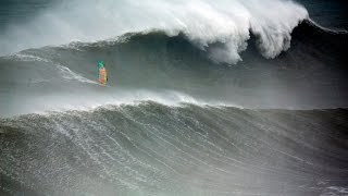 Australian Windsurfer Jason Polakow Rides the Giant Waves of Nazarés Praia do Norte [upl. by Vez]