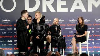 Hatari  Press Conference 1 rehearsal Eurovision Song Contest 2019 [upl. by Talyah]