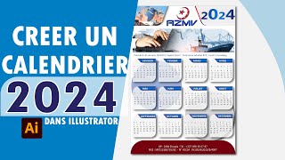 CALENDRIER 2024  Comment créer un calendrier facile avec Adobe Illustrator [upl. by Puff802]