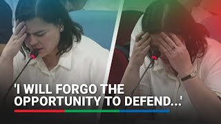 Sara Duterte to House panel I will forgo the opportunity to defend the OVP 2025 budget [upl. by Korwin]