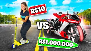 PATINETE DE R 1 vs R 100 vs R 1000 DE REAIS [upl. by Llennaj]