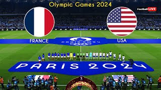 FRANCE vs USA  Olympic Games PARIS 2024  Full Match All Goals  Realistic PES Gameplay [upl. by Nybbor326]