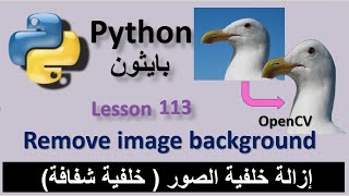 Lesson 113 Remove image background using python ازالة خلفية الصورة  خلفية شفافة باستخدام OpenCV [upl. by Reamy]