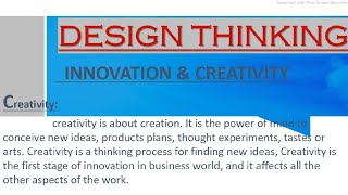 Design Thinking  Innovation VS Creativity  MBA  1st Semester What is Creativity  Aktu [upl. by Dorlisa]