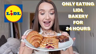 24 HOURS EATING FOOD FROM LIDL BAKERY [upl. by Airetal]