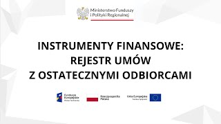 Instrumenty Finansowe rejestr umów z ostatecznymi odbiorcami Beneficjent [upl. by Akli]