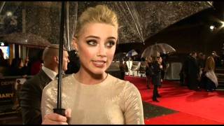 The Rum Diary London premiere  Amber Heard interview [upl. by Sumahs]