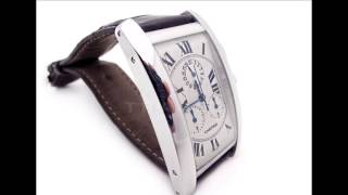 Cartier Tank Americaine Chronograph Chronoflex 18k White Gold Ref W2603356 [upl. by Anirroc650]