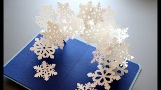 popup cardSnowflakes 2018 雪の結晶ポップアップカード [upl. by Enyedy]