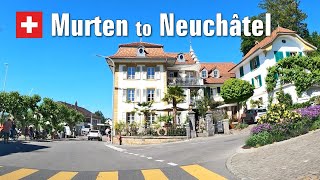 MurtenMorat to Neuchâtel 4K • Driving in Switzerland 🇨🇭 [upl. by Riesman]