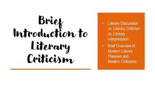 Brief Introduction to Literary Criticism [upl. by Ikcim]