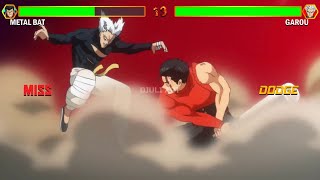 Garou VS Metal Bat With Healthbars  One Punch Man [upl. by Nilesoy]