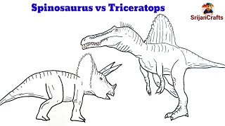 How to draw dinosaurs  Prehistoric planet  Spinosaurus vs Triceratops  Dinosaur drawing [upl. by Weisberg]