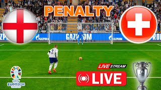 🔴LIVE  ENGLAND vs SWITZERLAND  Penalty Shootout  UEFA Euro 2024  Quarter Final  PES Gameplay [upl. by Einuj328]