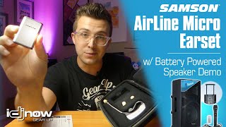 Samson AirLine Micro Earset Review w BATTERY Powered Speaker Demo [upl. by Harhay278]