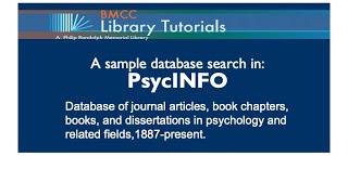 PsycINFO a sample database search via BMCC Library [upl. by Assened6]