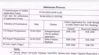 SKUAST KASHMIR APPLICATION FORM RELEASED  SKUAST KASHMIR [upl. by Bernete]