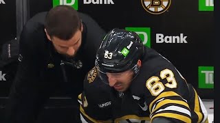 Brad Marchand Injured After Hit From Sam Bennett [upl. by Hamitaf]