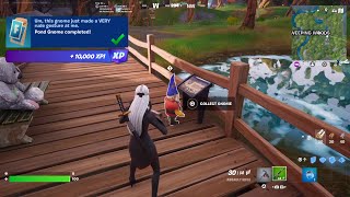 Fortnite  Pond Gnome Location Secret  Hidden Gnome Quests [upl. by Piggy836]