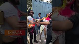 Sherlyn Chopra celebrates Holi with her husband sherlynchopra manasbollywood bollywoodnews [upl. by Rehpoitsirhc]