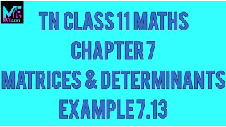 TN Class 11MathsMatrices amp DeterminantsExample 713 [upl. by Jeroma739]