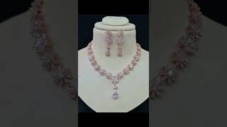 simple stylish silver pink stone necklace set collection 2024 pinkstone necklace set necklace [upl. by Calise]