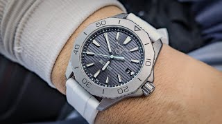 Watch U Strappin Ep 375  TAG Heuer Aquaracer Solargraph Titanium on White FKM Rubber StrapHabit [upl. by Tirzah]