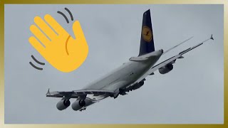 LUFTHANSA A380 waves goodbye after spectacular wet takeoff [upl. by Kumagai889]