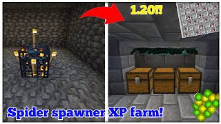 Spider spawner XP farm for minecraft 120 pocket edition [upl. by Ayenat]