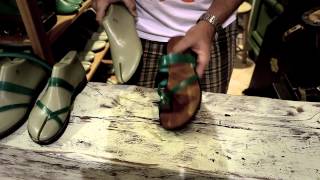 Leather sandals workshop NafplioGreek sandals [upl. by Oirobil]