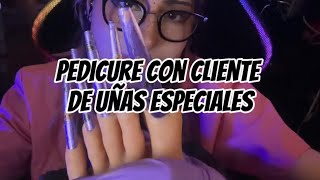 ASMR VERSION EXTENDIDA Pedicure a cliente con uñas especiales 🐺 [upl. by Ahseniuq]