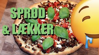 Sprød pizza med oksekød amp feta m hjemmelavet dej  Middelhavspizza  Opskrift  203 [upl. by Amikat]