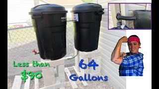 DIY Rain Barrel System w Trash Cans amp Rain Barrel Diverter Kit [upl. by Parthena691]