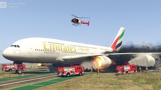 Etihad Airbus A380 Airplane Emergency landing After Mid Air Collision  GTA v [upl. by Huai]