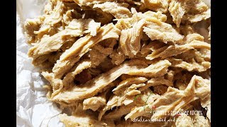 VEGAN SHREDDED CHICKON RECIPE SEITAN AND CHICKPEAS  PRESSURE COOKER  Connies RAWsome kitchen [upl. by Esiled]