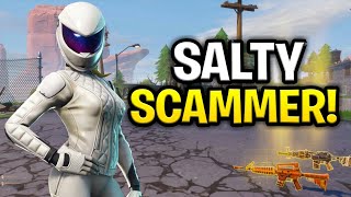 SALTY Scammer TRIES To SCAM Me TWICE Scammer Get Scammed Fortnite Save The World [upl. by Trabue]