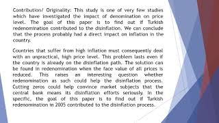 Impact of Currency Redenomination on Inflation Case Study Turkey AEFR 56 908 914 [upl. by Lenssen928]