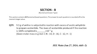 Q29 JEE Main Chemistry PYQ Jan 27 2024 Shift 2  Amines  NEON JEE NEET [upl. by Nettle]