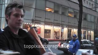 Timothy Olyphant  Signing Autographs at quotLate Night with Jimmy Fallonquot in NYC [upl. by Nois]