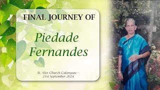 Final journey of Piedade Fernandes  St Alex Church Calangute  21st September 2024 [upl. by Doehne]