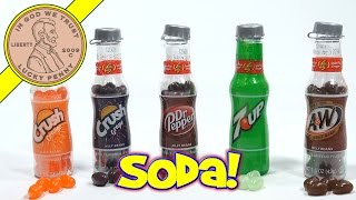 Jelly Belly Candy Pop Bottles  Orange amp Grape Crush 7UP AampW Root Beer Dr Pepper Flavors [upl. by Nrevel]