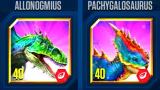 ALLONOGMIUS VS PACHYGALOSAURUS  JURASSIC WORLD THE GAME [upl. by Arrehs692]