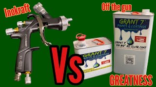 Spraying and Flow coating Grant 7 Oh My clear with the Inokraft D1 drizzle spray gun 1 3 tip [upl. by Steck]