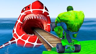 GTA 5 Crazy Ragdolls  Spiderman by Quad Bike On Rainbow Spiders Bridge Spider Shark Jumps [upl. by Annoled914]