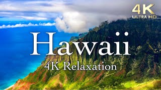 Aerial Hawaii Drone Footage with Relaxing Hawaiian Music Ambience  4K Relaxation Film [upl. by Akselav]