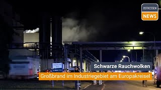 BAD HERSFELD Schwarze Rauchwolken  Großbrand im Industriegebiet am Europakreisel [upl. by Nyleuqcaj]